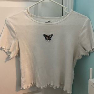 Hollister cropped butterfly baby tee